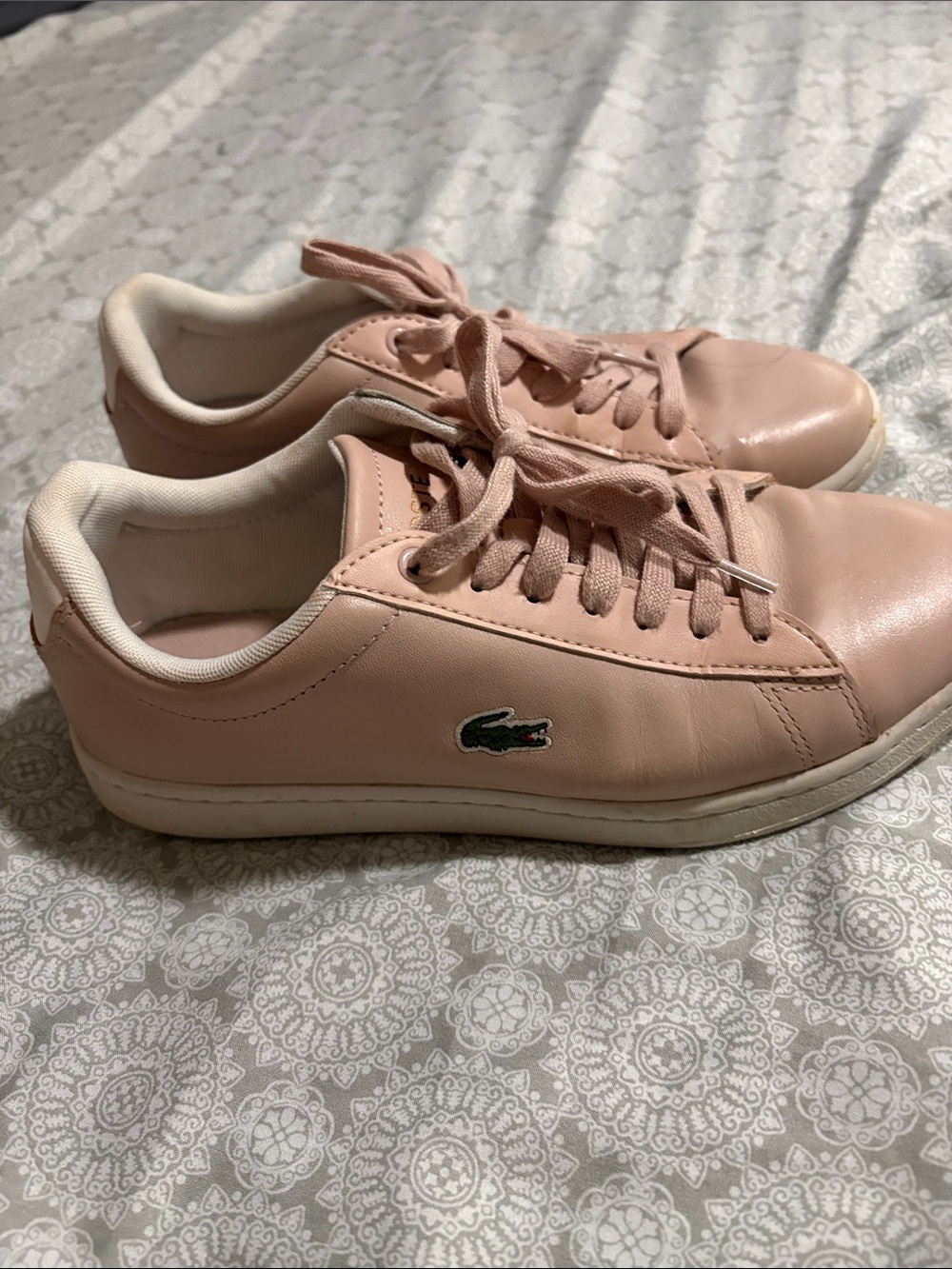 Lacoste Blush Pink Leather Low-Top Sneakers